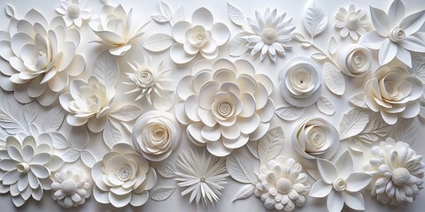 Paper Flower Bouquet A 3D White Floral Composition, paper art, paper flower, white flower, floral design