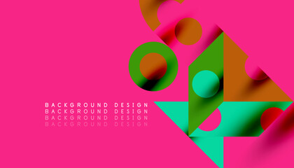 Colorful triangles circles square geometric design. Abstract background for wallpaper, banner, backdrop, card, book Illustration, landing page