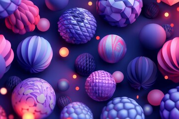 Abstract digital artwork with vibrant spheres dynamic and imaginative modern and striking lively atmosphere