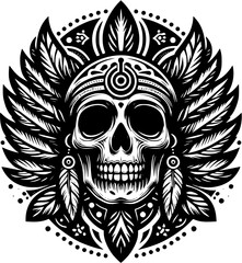 skull of indian vector art