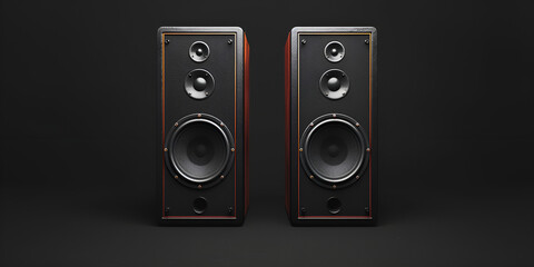 Fototapeta premium 3D render of speakers on a black background 