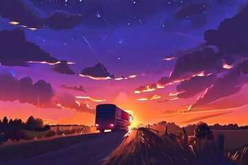 야간 도로, truck,night,load