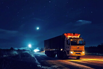 야간 도로, truck,night,load