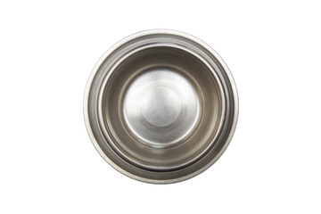 Empty metal pets bowl isolated on transparent background