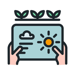 Agricultural Technology icon. Agriculture icon. Weather monitoring application for agriculture.
