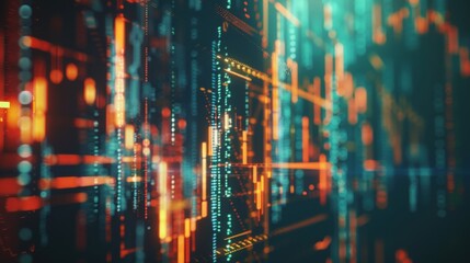 Abstract blurred background with neon glowing data streams representing digital technology, networking, and futuristic designs.