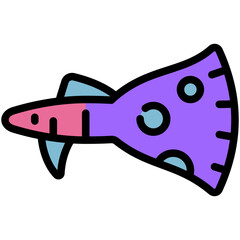 fish filled line icon