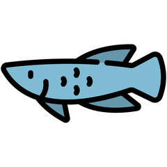 fish filled line icon