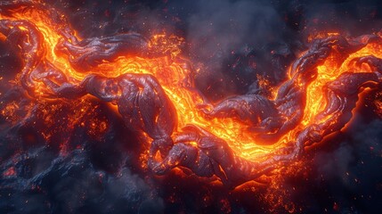 A dynamic and fiery representation of molten lava, showcasing intense heat and flowing magma in high resolution