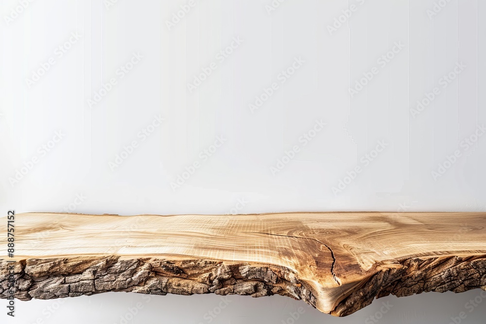 Poster Real wood table top texture on white background for product display or design