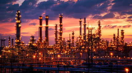 Fototapeta premium A large industrial area with many tall buildings