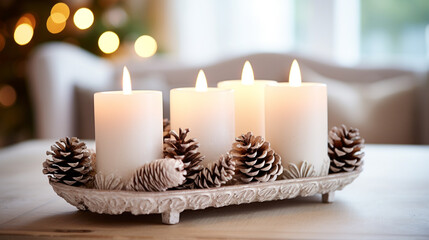 Four Advent candle of festive Christmas decoration