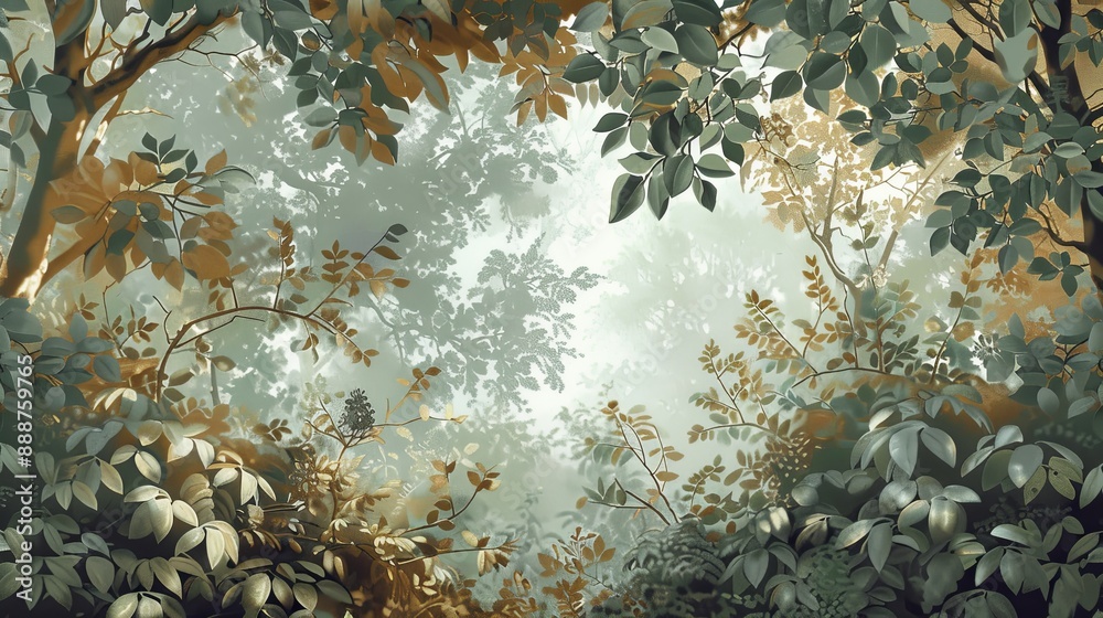 Canvas Prints A forest scene with trees and leaves