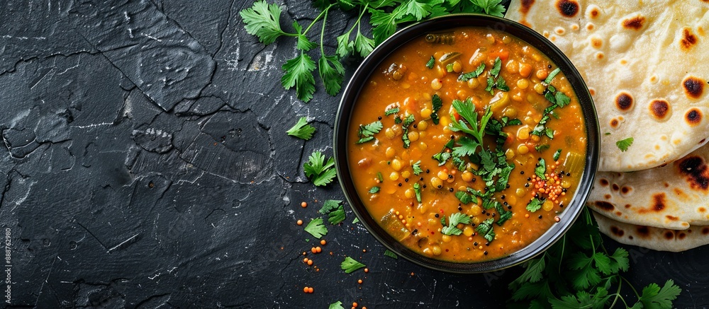 Canvas Prints A bowl of soup with a side of tortilla chips