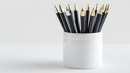 Fototapeta premium Pen Set: A set of pens with no label in a pen holder. 