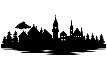 Obraz premium Spree Wald Nature Landscape Skyline Silhouette Vector Illustration 