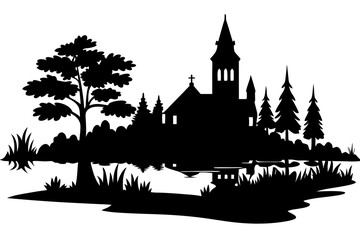 Spree Wald Nature Landscape Skyline Silhouette Vector Illustration
