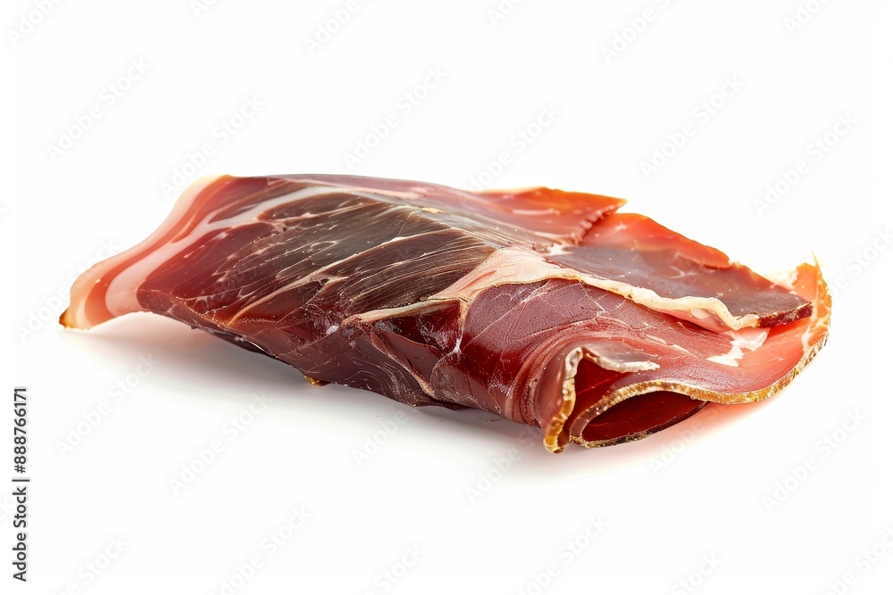 Wall mural spanish jamon serrano displayed on white background