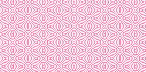 	
Vector overlapping Pattern Minimal diamond geometric pink color spiral line waves abstract wave line. seamless pink tile stripe overlap creative retro circle line fabric pattern white background.