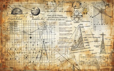 engraved hand drawn in old sketch and vintage style. scientific formulas and calculations in physics and mathematics, chemistry and biology or astronomy on whiteboard. Education and Science.