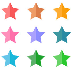 Stars multiple color isolated on white background.