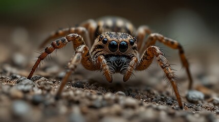 a close up of a spider on a rock
