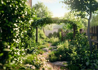 Naklejka premium Lush Indoor Garden with Variety of Plants