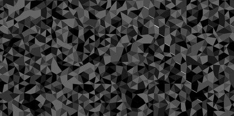 Fototapeta premium Vector geometric seamless technology gray and black triangle background. Abstract digital grid light pattern black low Polygon Mosaic triangle, business and corporate background.