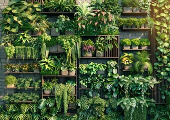 Obraz premium Lush Indoor Garden with Variety of Plants