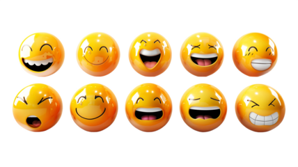 An array of smiling and laughing emojis, showcasing a variety of joyful and humorous digital expressions
