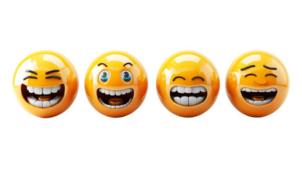 Naklejka premium An array of smiling and laughing emojis, showcasing a variety of joyful and humorous digital expressions