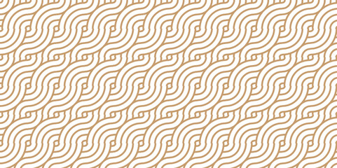 Vector overlapping Pattern Minimal diamond geometric brown and yellow waves abstract wave line. seamless tile stripe overlap creative retro circle line fabric pattern white background.