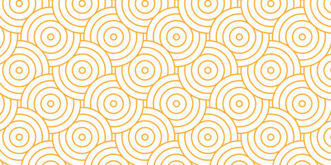 Vector overlapping Pattern Minimal diamond geometric brown and yellow waves abstract wave line. seamless tile stripe overlap creative retro circle line fabric pattern white background.
