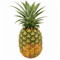 Obraz premium Ripe Pineapple with Lush Green Leaves Isolated on white background