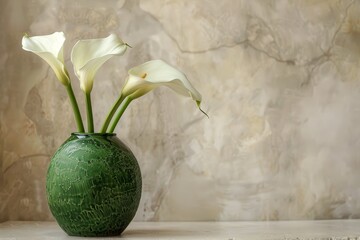 Three white flowers in a vase © LimeSky