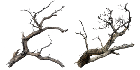 dry branch tree isolated on a transparent background