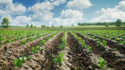 Half of field is planted with a carrot plantation and second part is ready for sowing Converting to agricultural land Land cultivation European organic farming More adapted crop plants
