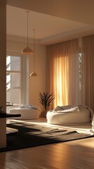 Fototapeta premium Modern Living Room with Sunlight