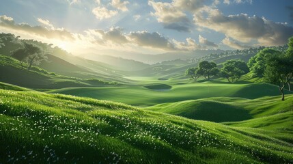 Golf course green with beautiful grass