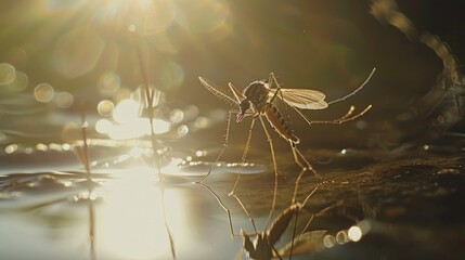 Macro Shot of Aedes notoscriptus, Known Carrier of Ross River Virus, Essential for Mosquito Control Research, Epidemiological Study in Coastal Areas