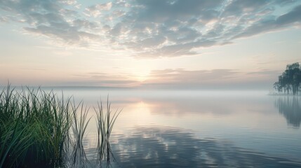 morning view over Lake calm water