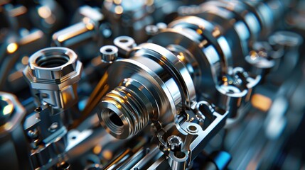 Naklejka premium Cut section of automotive pistons and valves