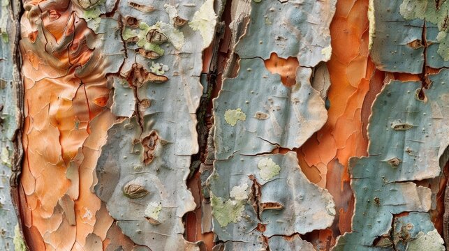 Acer griseum Paperbark maple tree or blood bark maple tree Oval to rounded crown columnar fissured trunk and shiny orange red smoth bark peeling in thin layers contrasting with blue green foliage - Powered by Adobe