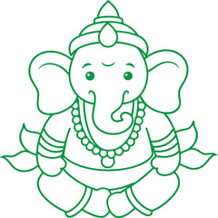 Ganesh chaturthi line art vector illustration