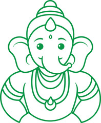 Ganesh chaturthi line art vector illustration