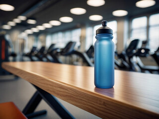 bottle of water in the fitness