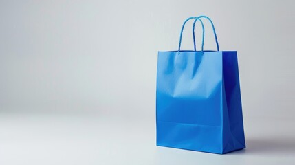 Blue Retail Shopping Bag on White Background