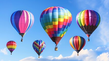 Obraz premium rainbow-colored hot air balloons floating in the sky representing freedom joy and the celebration of LGBTQ pride