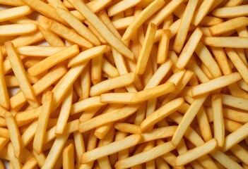 French fries or potato fries with salt taste isolated on Dark background, fast food with high calories, popular appetizer or snack.