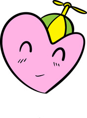 The pink heart drawing for love emotion concept